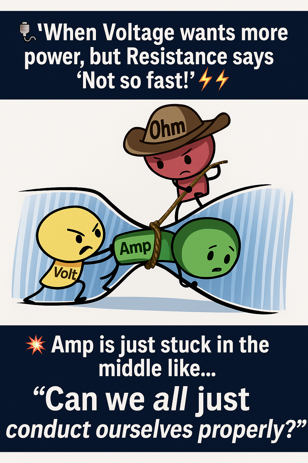 Voltage vs Resistance Tug-of-War Meme